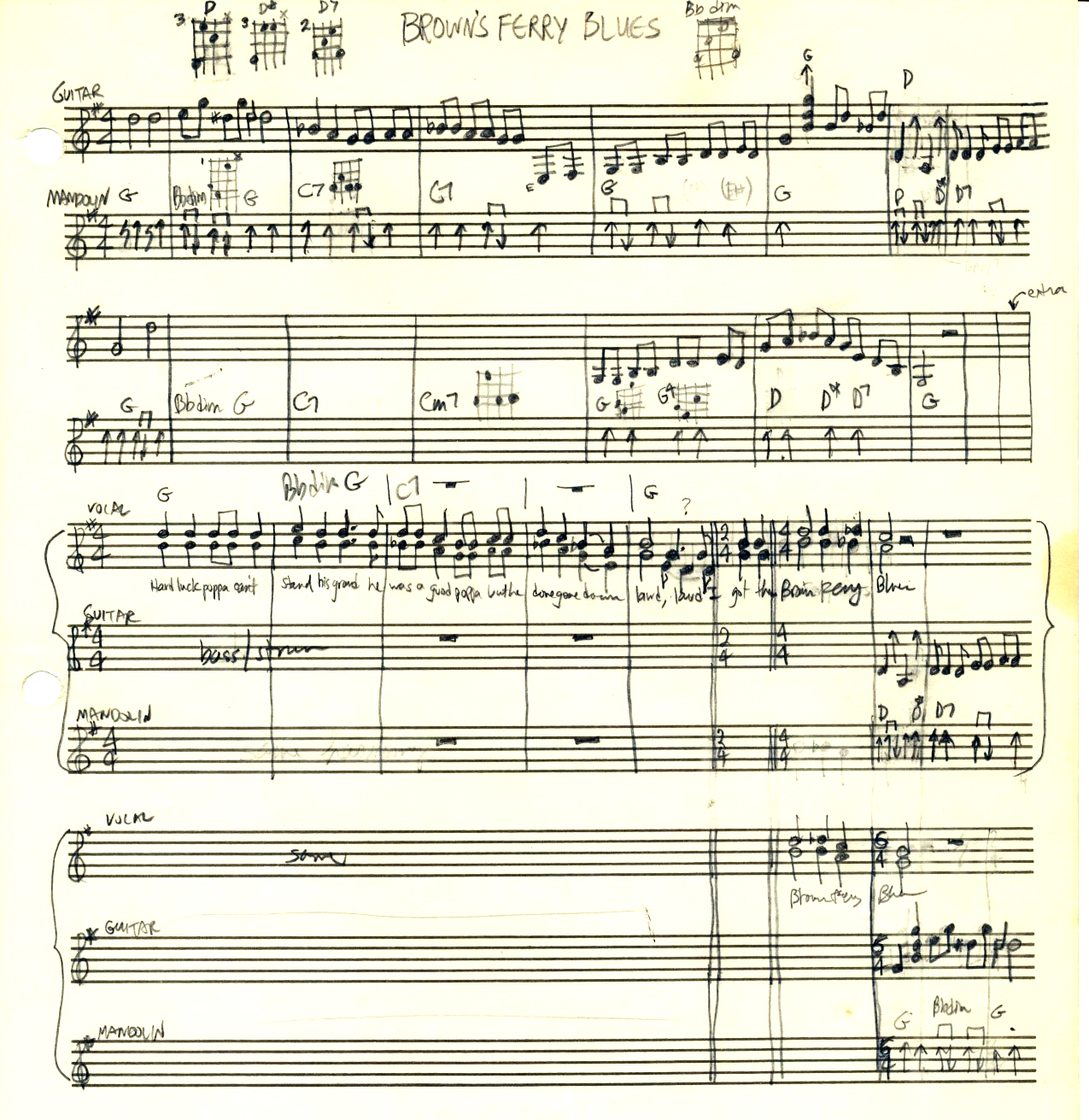 Chord charts and harmony for 'Brown's Ferry Blues'